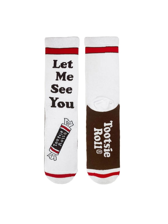 Womens Novelty Tootsie Roll Crew Socks, Crazy Funny Cotton Dress Socks Gift - Let Me See U Tootsie