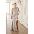 thumbnail image 1 of Women's Nox Anabel 3 4 Sleeve Mother Of Groom Dress With Beaded Appliqués Formal Gown Me126 Silver Size 12W, 1 of 5