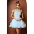 thumbnail image 1 of Women's Nox Anabel B652 Chic Short Babydoll Dress With Beading Homecoming Party Ice Blue Size Small, 1 of 3