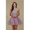 thumbnail image 1 of Women's Nox Anabel B652 Chic Short Babydoll Dress With Beading Homecoming Party Light Mauve Size Xlarge, 1 of 3