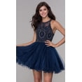 thumbnail image 1 of Women's Nox Anabel B652 Chic Short Babydoll Dress With Beading Homecoming Party Navy Blue Size Xlarge, 1 of 3