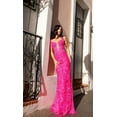 thumbnail image 1 of Women's Nox Anabel E1274 Deep V Neck Long Sequin Print Summer Prom 2026 Dress Hot Pink Size 4, 1 of 3