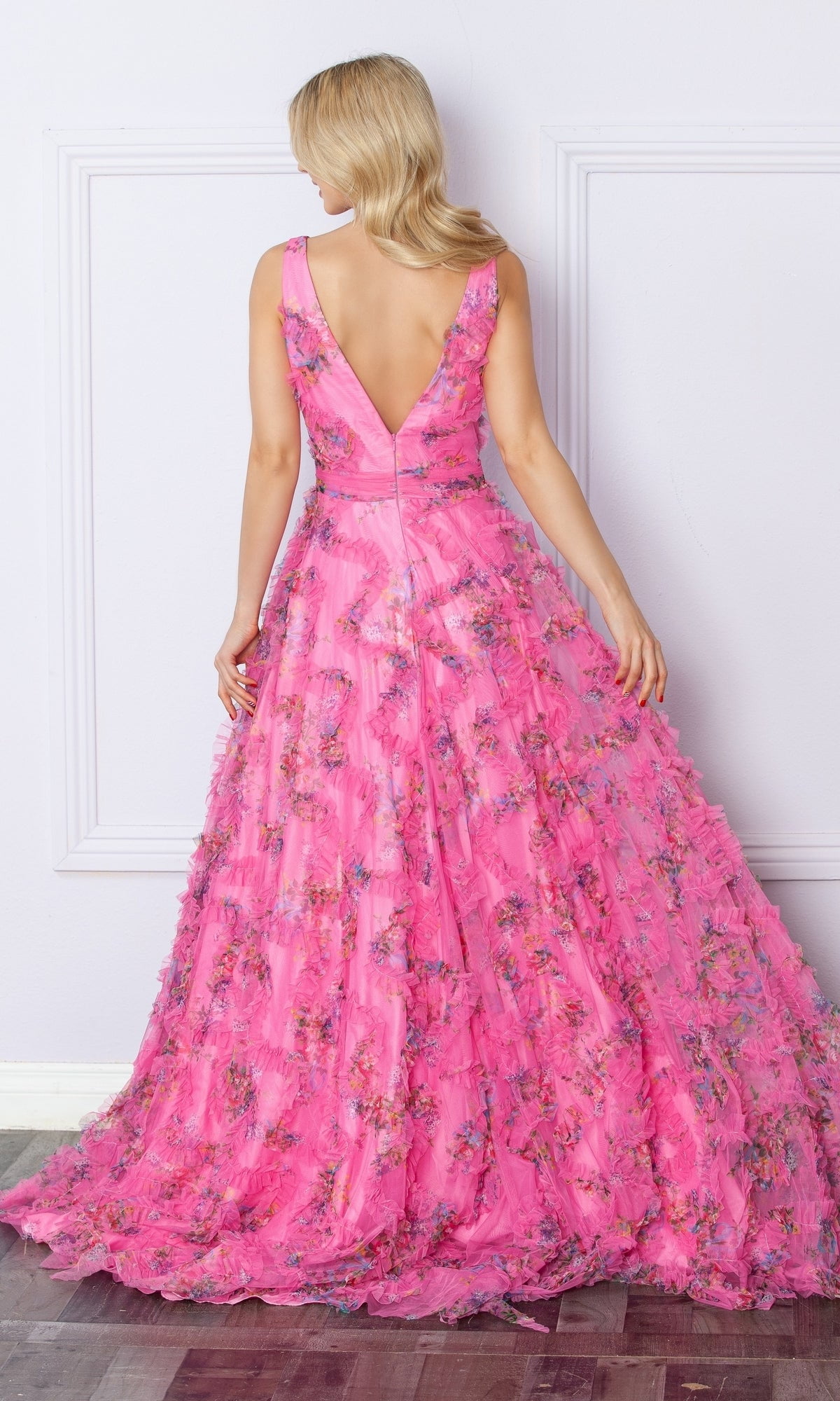 Women's Nox Anabel E1445 Pastel Print Summer Long Prom 2026 Dress Lilac ...
