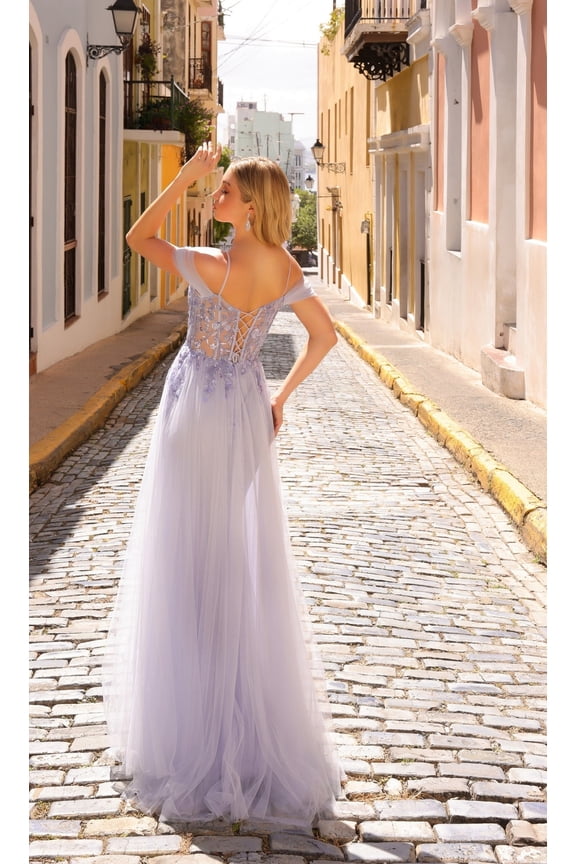 Women's Nox Anabel L1362 Long Sequin Prom 2026 Dress With Overskirt Periwinkle A Soft, Light Shade of Blue Size 8