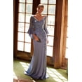 thumbnail image 1 of Women's Nox Anabel Elegant Mother of Bride Dress Appliqué Bell Sleeve Slit Evening Gown Dusty Blue Size 20W, 1 of 5