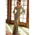 thumbnail image 1 of Women's Nox Anabel Elegant Mother of Bride Dress Appliqué Bell Sleeve Slit Evening Gown Sage Green Size 16W, 1 of 4