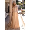 thumbnail image 1 of Women's Nox Anabel Mf100 Beautiful Sequin Bodice 3 4 Sleeve A-line Gown Gold Size 24W, 1 of 3