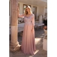 thumbnail image 1 of Women's Nox Anabel Mf100 Beautiful Sequin Bodice 3 4 Sleeve A-line Gown Pale Mauve Size 12W, 1 of 7