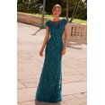 thumbnail image 1 of Women's Nox Anabel Mt110 Stunning Appliqué Short Sleeve Gown Teal Size 20W, 1 of 3