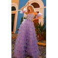 thumbnail image 1 of Women's Nox Anabel T1338 Romantic Strapless Ruffle Prom 2026 Dress With Puff Sleeves Periwinkle A Soft, Light Shade of Blue Size 16, 1 of 5