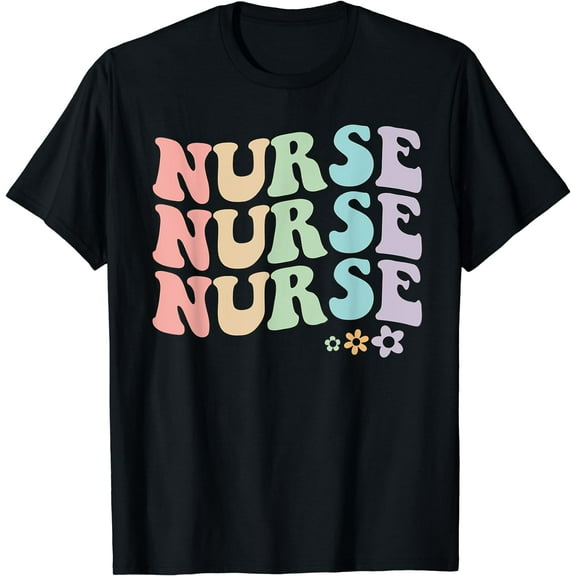 Women's Nurse Letter Print Floral Graphics T-Shirt
