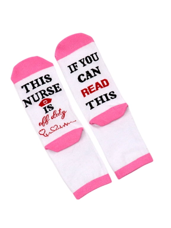 Women's Nurse Retirement Socks Nurse Appreciation Gift Novelty If You Read This Offduty Letters Cotton Middle Calf Socks