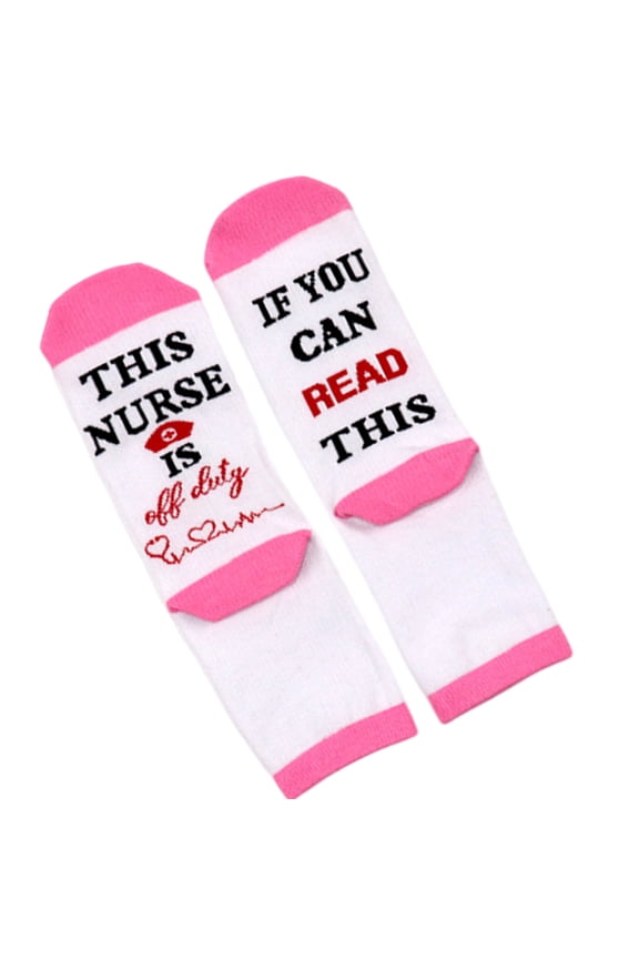 Women's Nurse Retirement Socks Nurse Appreciation Gift Novelty If You Read This Offduty Letters Cotton Middle Calf Socks