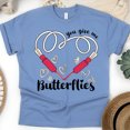 thumbnail image 1 of Women’s Nurse Shirt, Cute Medical Love Butterflies Graphic Top, CarolinaBlue, Size S, 1 of 6