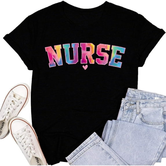 Women's Nurse Shirts Funny Nurse Life Short Sleeve T-Shirt Top100% pure cotton