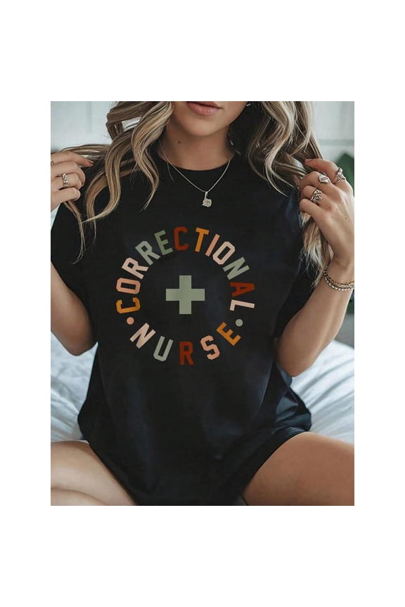 Women's Nurse T-Shirt Cotton Nurse Appreciation Week Graphic Tee Top Fashion casual Black S-5XL