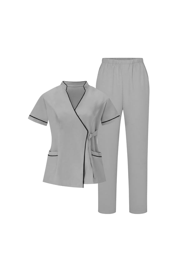 Women's Nurse Uniform Sets, Stretch V-Neck Tops and Cargo Pants Jogger Scrub Set 2026 Housekeeping Cleaning Suits