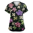 thumbnail image 1 of Women's Nurse Uniforms Summer Irish Shamrock Printed V-Neck Breathable Scrub Tops Short Sleeve Professionals Soft Stretch St. Patrick's Day Workwear Shirt with Pockets pink 4X-Large, 1 of 3