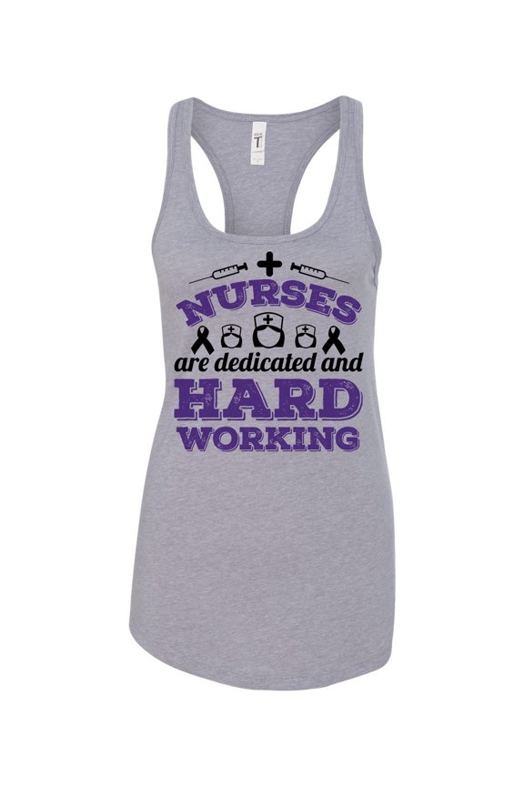 Women's Nurses Are Dedicated And Hard Working Racerback Tank Top-Heather Grey-medium