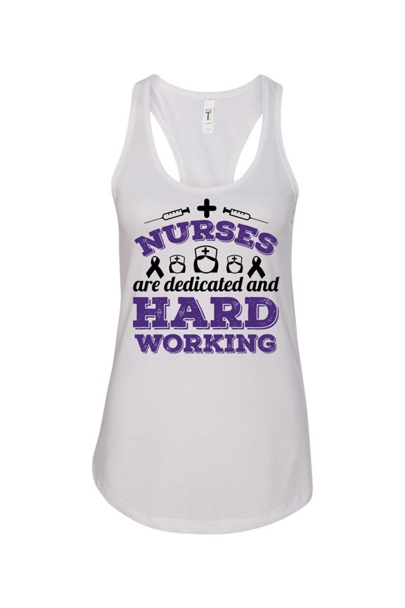 Women's Nurses Are Dedicated And Hard Working Racerback Tank Top-White-small