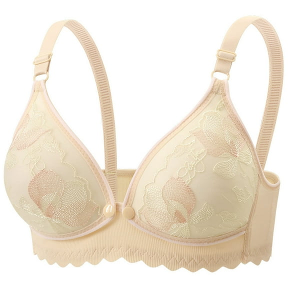 Women's Nursing Bras Open Front Lightly Padded Bra Comfort Push Up Bralette Beige 36
