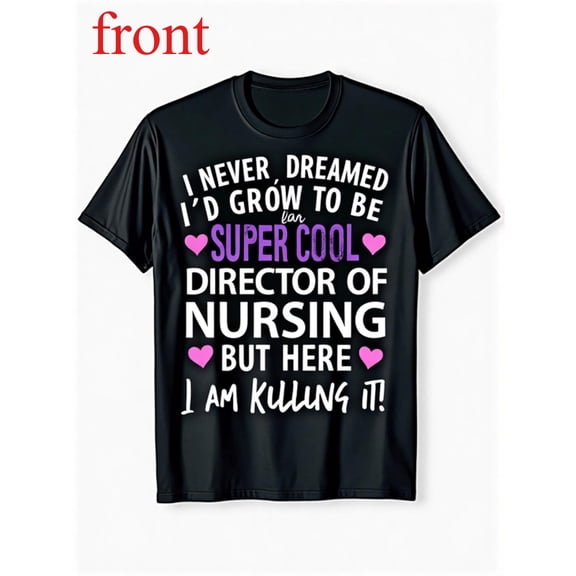 Women's Nursing Director Graphic Cotton T Shirt Casual Comfortable Short Sleeve Round Neck Top Black S-5XL