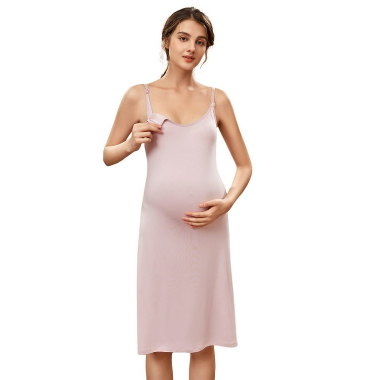 Women s Nursing Nightgown Maternity Nursing Dress Breastfeeding Dress Nightgown Tops for Labor Delivery Hospital Pink XL