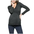 thumbnail image 1 of Women's Nursing Tops for Breastfeeding Maternity Shirts Long Sleeve V Neck Double Layer Pregnancy Clothes Postpartum Tee Shirt, 1 of 7