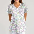 thumbnail image 1 of Women's Nursing Uniform Graphic Print Scrub Tops Summer Short Sleeve V Neck Workwear Stretchy Working Scrubs, 1 of 5