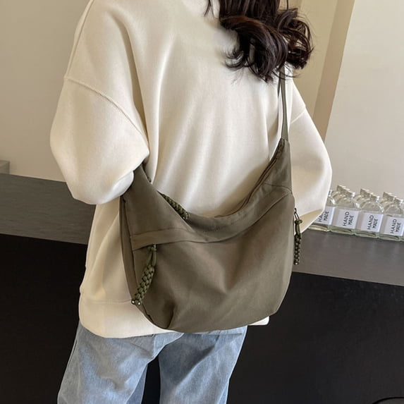 Women's Nylon Crescent Crossbody Bag, Adjustable Strap Casual Shoulder Bag, Large Capacity Water-Resistant Hobo Purse for Everyday & Travel, 8 Colors, One Size