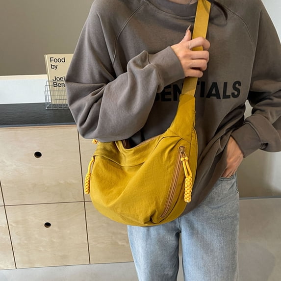 Women's Nylon Crescent Crossbody Bag, Adjustable Strap Casual Shoulder Bag, Large Capacity Water-Resistant Hobo Purse for Everyday & Travel, 8 Colors, One Size