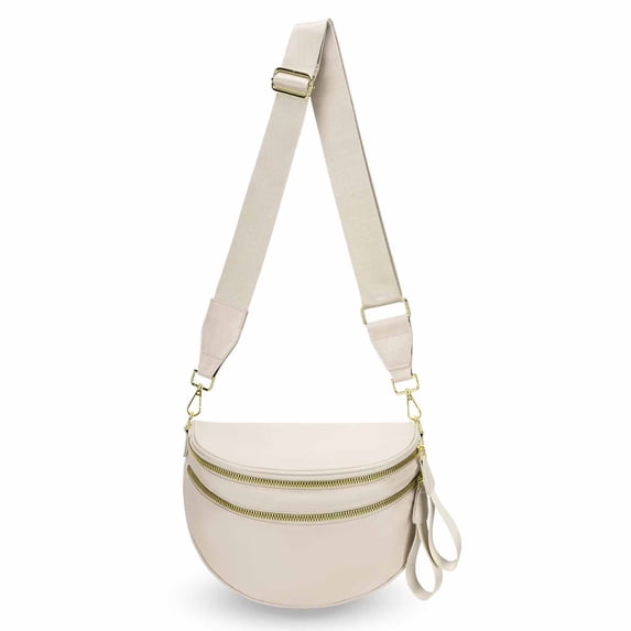 Women's Nylon Crossbody Bum Bag Adjustable Wide Strap Multi-Pocket Lightweight Water Resistant Solid Color for Daily Travel Errands