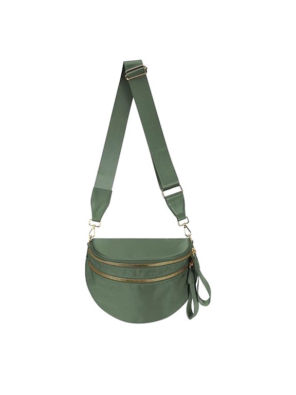 Women's Nylon Crossbody Bum Bag Adjustable Wide Strap Multi-Pocket Lightweight Water Resistant Solid Color for Daily Travel Errands