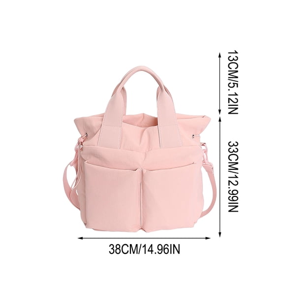 Women's Nylon Crossbody Tote Bag with Multiple Pockets, Lightweight Laptop Work Bag, Mother's Day Gift for Mom Everyday Shoulder Satchel Handbag, Pink