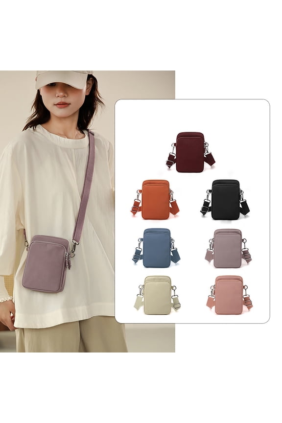 Women's Nylon Shoulder Crossbody Bag | Lightweight Summer Purse with Adjustable Strap | Multi-Pocket Mobile Phone Holder | Water Resistant, Scratch Proof, Daily Casual Small Travel Pouch 18x13x6cm