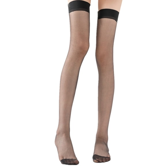 Women's Nylon Thigh High Stockings Schoolgirl Silky Sheer Stockings Solid Color Over Knee Socks