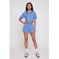 thumbnail image 1 of Women's Nylon Varsity Stripe Drawstring Waist Shorts, 1 of 3