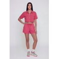 thumbnail image 1 of Women's Nylon Varsity Stripe Drawstring Waist Shorts, 1 of 4