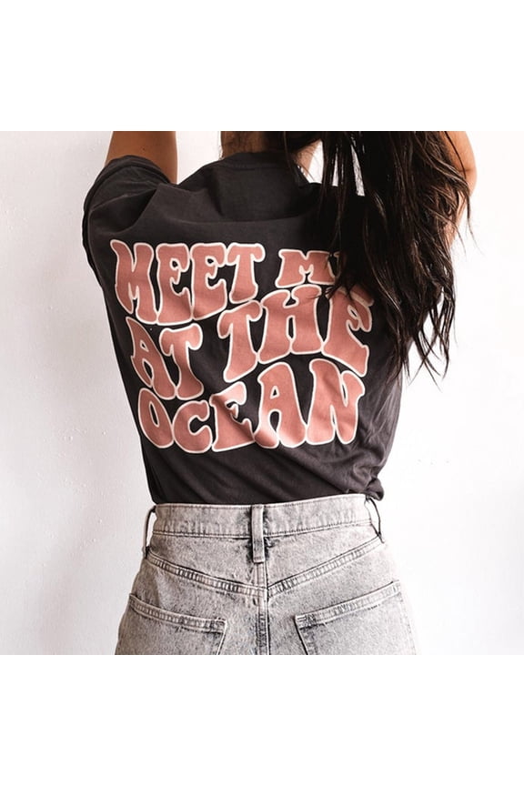 Women's O-Neck Top Short Sleeve Punk Statement Top Side Slit Top Womens Long Sleeve Shirt Long Sleeve Shirt Women plus Oversized Tees for Women Miss Long Sleeve Shirts for Women Layering Tee Long