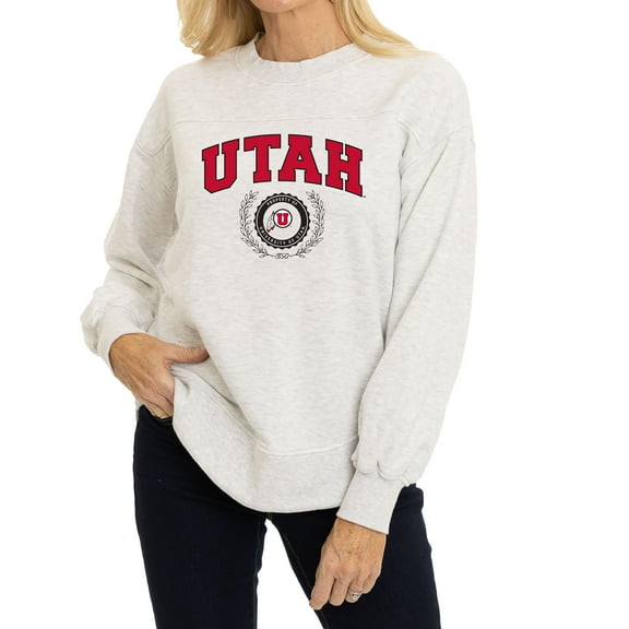 Women's  Oatmeal Utah Utes Yvette Pullover Sweatshirt