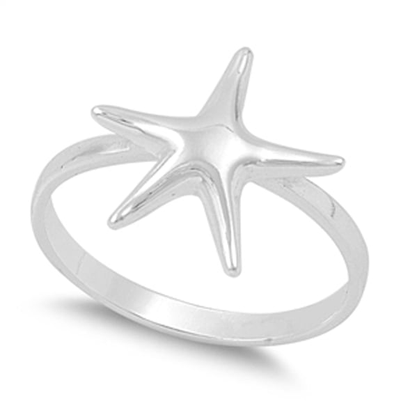 Women's Ocean Starfish Fish Promise Ring 925 Sterling Silver Band Jewelry Female Male Unisex Size 7