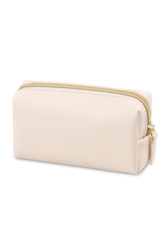 Women's Octagonal Makeup Bag, Rvkxad Portable Travel Wash Bag Storage Bag, Lovely Square Cosmetic Bag Leather Toiletry Organizer for Travel, Beige