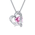 thumbnail image 1 of ROSIANNA Silver Tone Heart Pendant Necklace for Women, Pink Crystal, Rhinestone Accents, 1 of 1