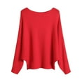 thumbnail image 1 of Women's Off Shoulder Batwing Sleeve Oversized Pullover Knit Sweater Top Plus Size Spring & Autumn Short Style, 1 of 2