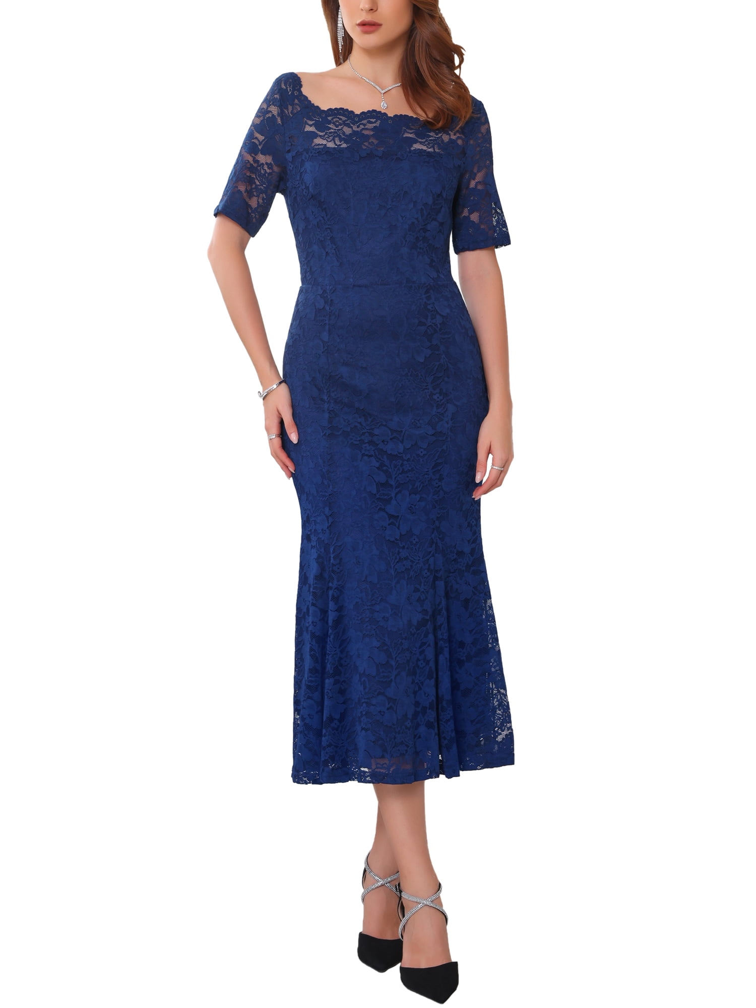 cute short pink dresses Luuvis Women A-Line Sweetheart Tiered Print Chiffon All Sizes:S High Neckline Dresses Slate Blue Long Mother
