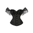 thumbnail image 1 of Women's Off Shoulder Corset Lace Patchwork Sexy Bustier Top Tie-up Slim Fit Bustier, 1 of 6
