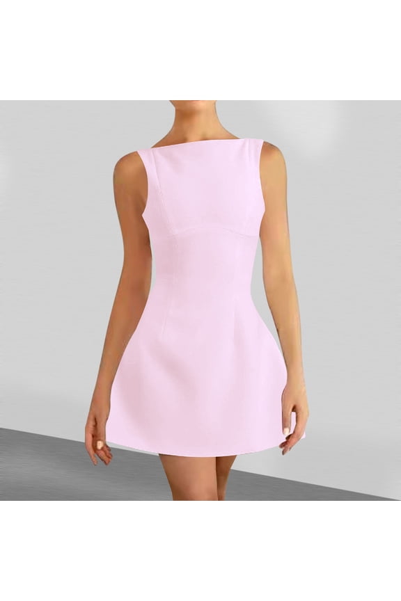 Women's Off Shoulder Dress, Sleeveless V-Neck Bodycon Mini Dress, Solid Color Double Layer Front, Polyester Casual Party Dress