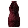 thumbnail image 1 of Women's Off Shoulder Dress Womens Red Sequin Dress Formal Dress Sparkly Christmas Dress Women, 1 of 5