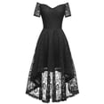 thumbnail image 1 of Women's Off Shoulder High Low A Line Dress Elegant Party Wedding Guest Summer Flowy Boho Midi Dress, 1 of 1