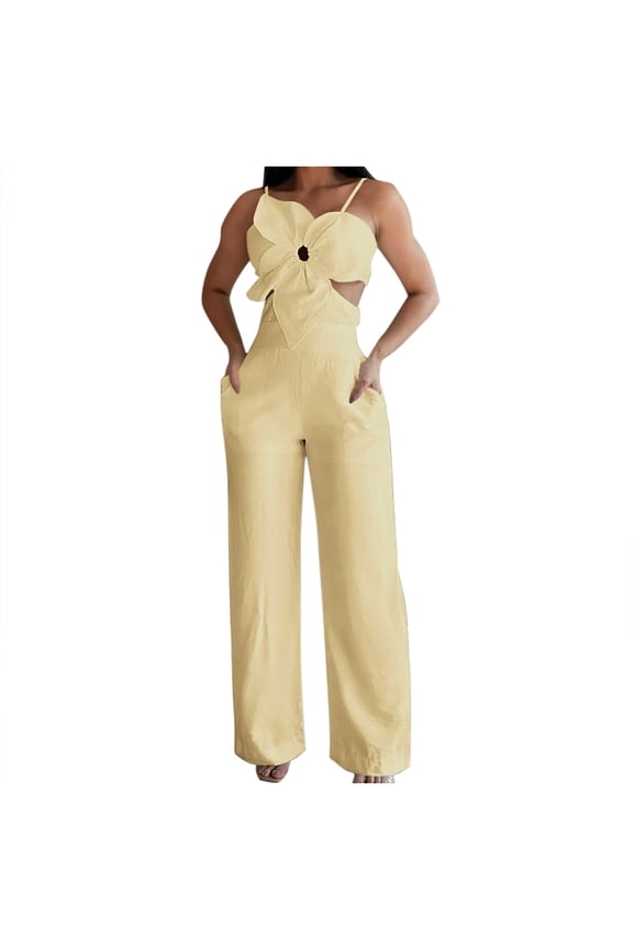 Women's Off Shoulder High Waist Romper - Solid Suspenders Jumpsuit - Polyester, S-XXL